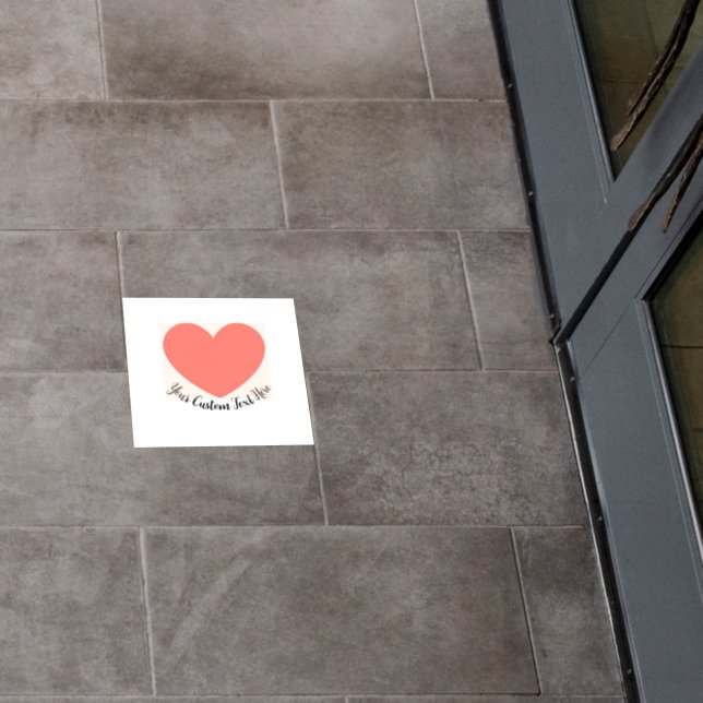 Coral Heart Add Custom Text  Floor Decals (Restaurant)