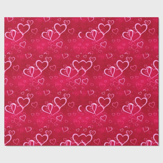 Coral Heart Grid: Simple Scattered Sweetness  Wrapping Paper (Seam)