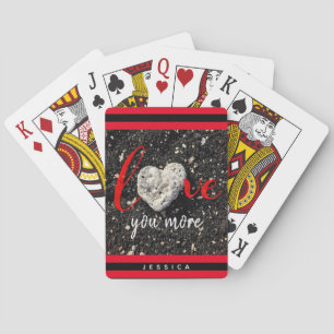 Coral Heart Hawaii Black Sand Beach Love You More Poker Cards