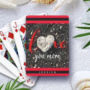Coral Heart Hawaii Black Sand Beach Love You More Poker Cards