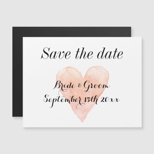 Coral heart magnetic save the date wedding card