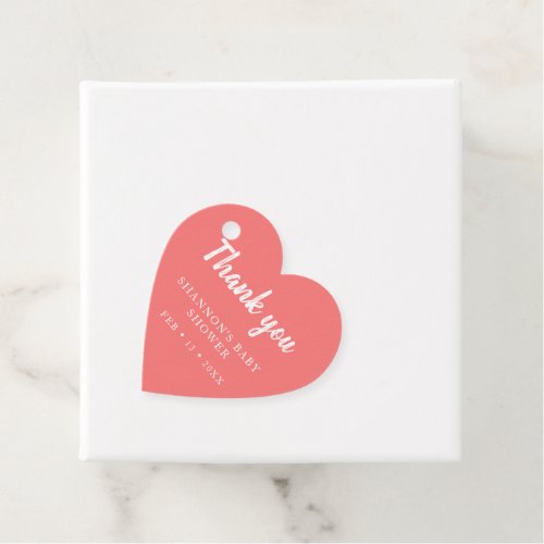 Coral Heart  Thank You Baby Shower for girls Favor Tags