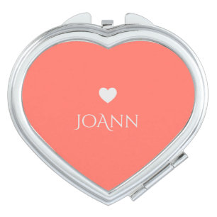 Coral Heart Wedding Compact Mirror