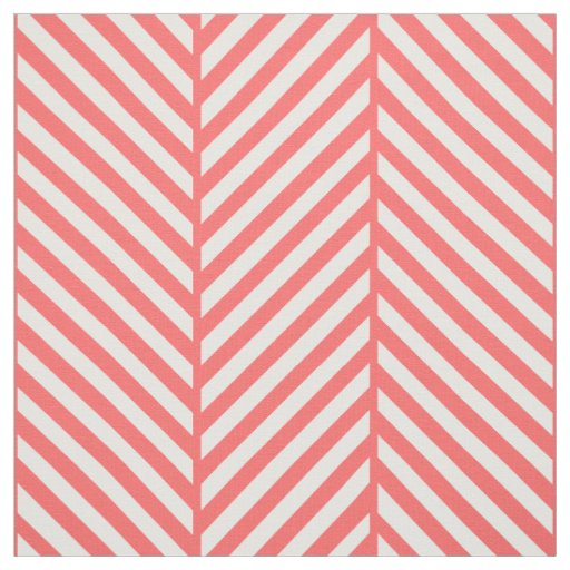 Coral Herringbone Large Scale Fabric