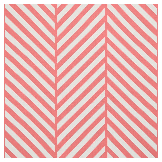 Coral Herringbone Large Scale Fabric (Swatch)