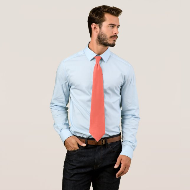 Coral hex code FF6F61 Neck Tie (In Situ)