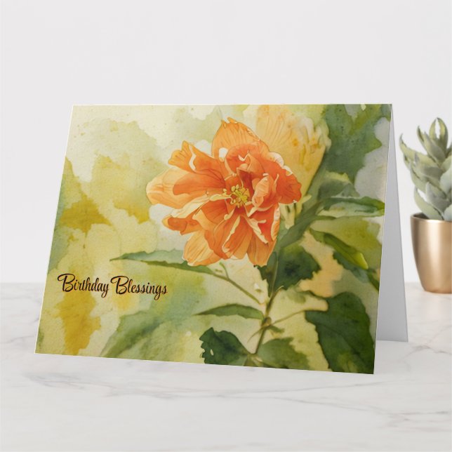 Coral Hibiscus - Birthday Card (Small Plant)