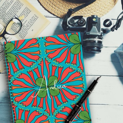 Coral Honeysuckle Art Personalized Botanical Notebook
