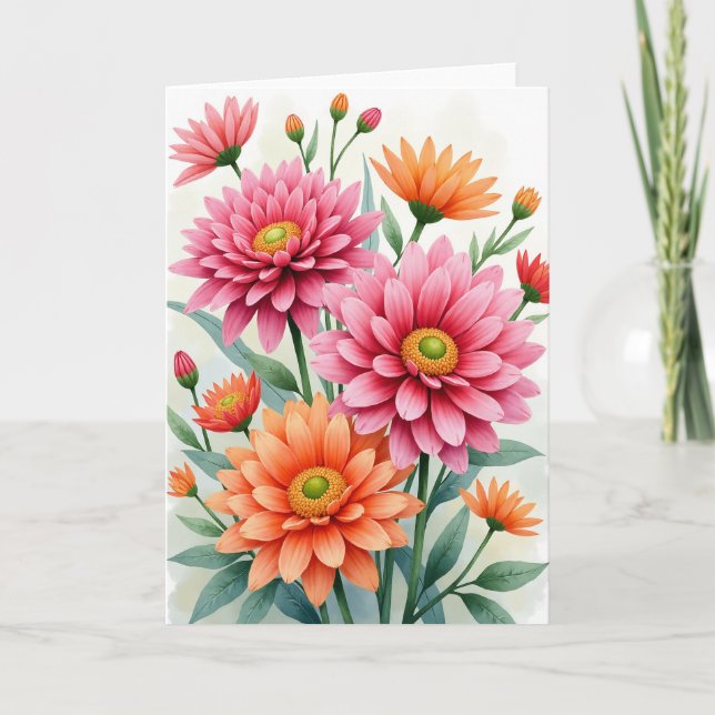 Coral Hues Birthday Card (Front)