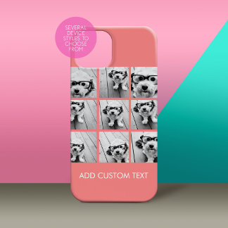 Coral Instagram Photo Collage with 9 photos iPhone 15 Case