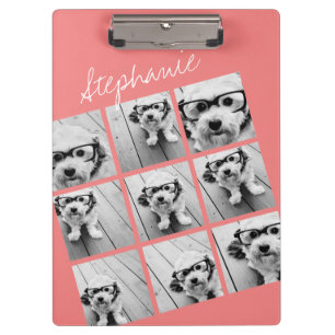 Coral Instagram Photo Collage with 9 photos Clipboard