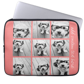 Coral Instagram Photo Collage with 9 photos Laptop Sleeve