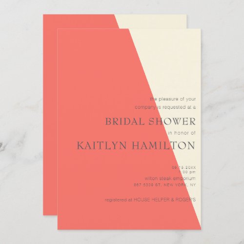 Coral Ivory Geometric Elegance Wedding Shower Invitation