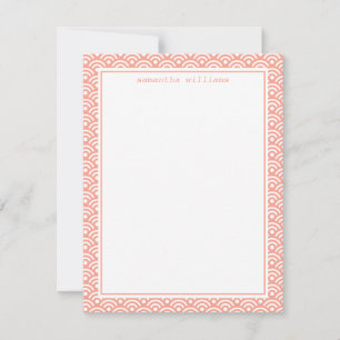 Coral Japanese Seigaiha Pattern Invitation