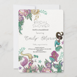 Coral Kisses & Ocean Wishes Bridal Shower Invitation