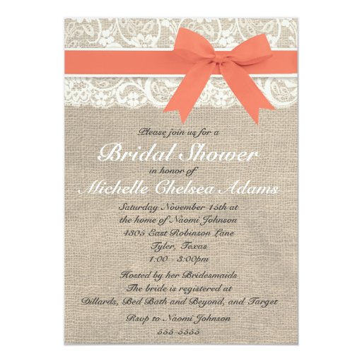 Coral Wedding Shower Invitations 1