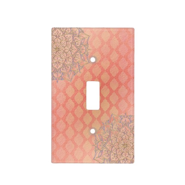 Coral Lavender Gold Moroccan Arabian Glam Light Switch Cover (Front)