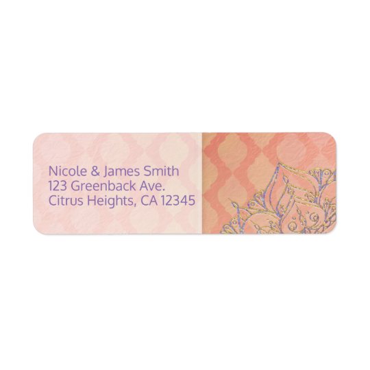 Coral Lavender Gold Moroccan Glam Indian Wedding Label Zazzle Com