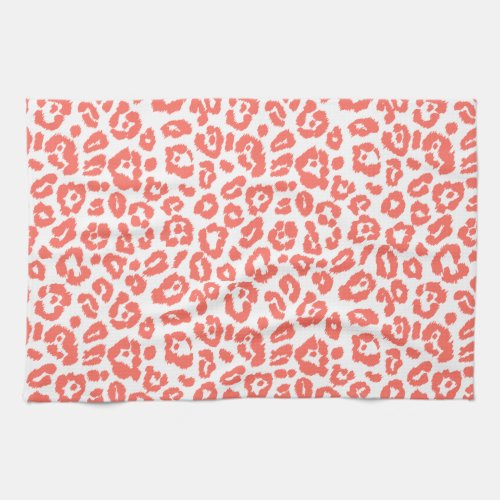 Coral Leopard Pattern Kitchen Towel