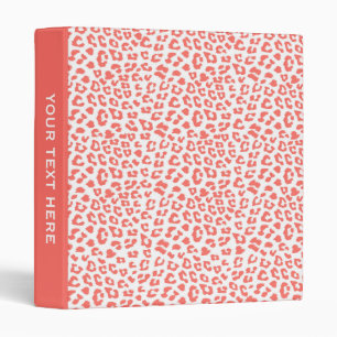 Coral Leopard Print 3 Ring Binder