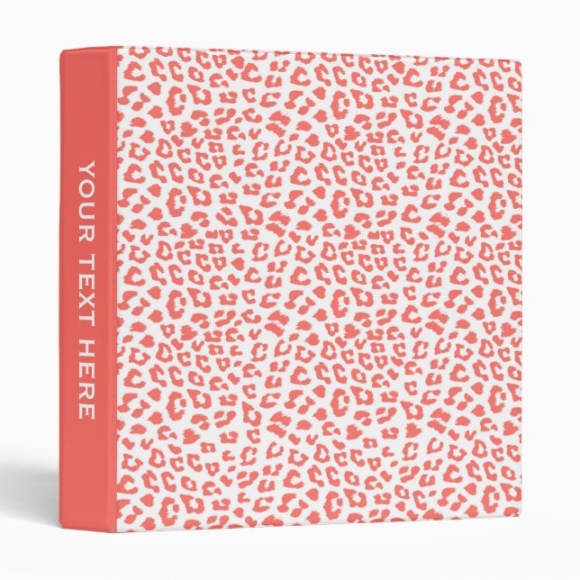 Coral Leopard Print 3 Ring Binder (Front/Spine)