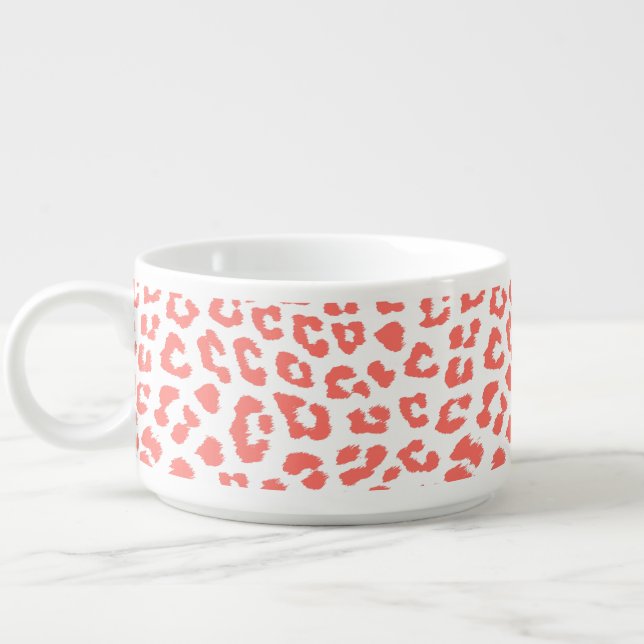 Coral Leopard Print Bowl (Right)