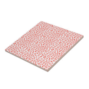 Coral Leopard Print Ceramic Tile