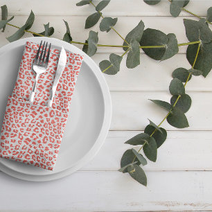 Coral Leopard Print Cloth Napkin