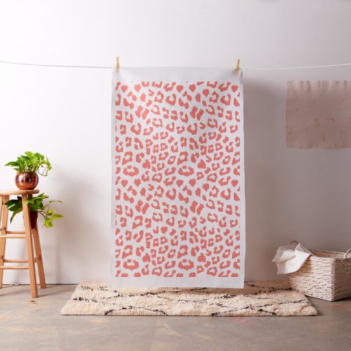 Coral Leopard Print Fabric