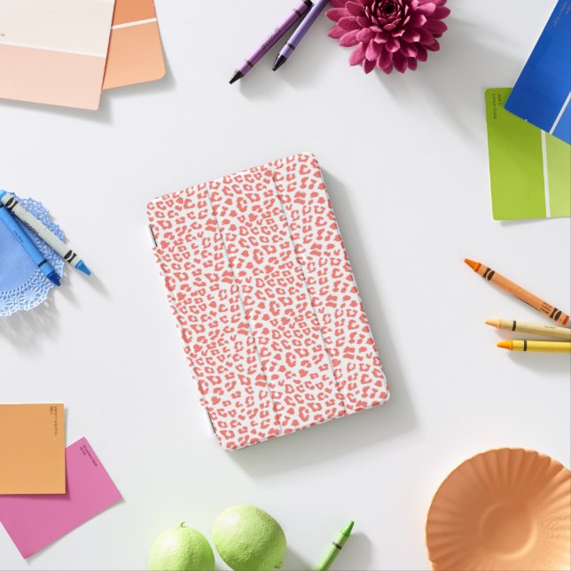 Coral Leopard Print iPad Mini Cover (In Situ)