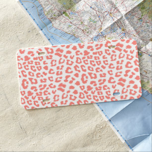 Coral Leopard Print License Plate