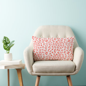 Coral Leopard Print Lumbar Pillow
