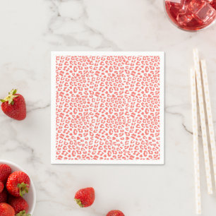 Coral Leopard Print Napkins