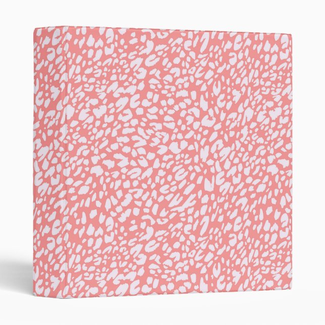 Coral Leopard Print Pattern 3 Ring Binder (Front/Spine)