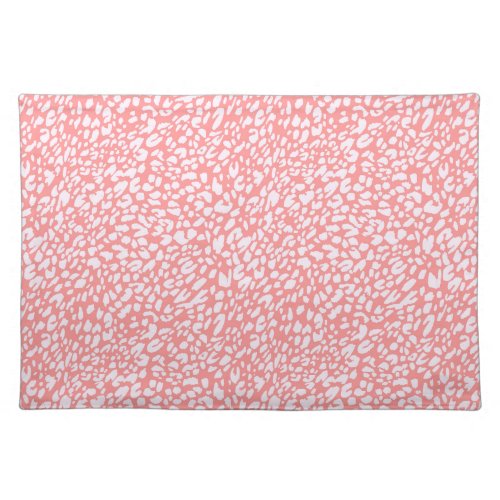 Coral Leopard Print Pattern Cloth Placemat