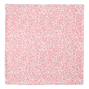 Coral Leopard Print Pattern Duvet Cover