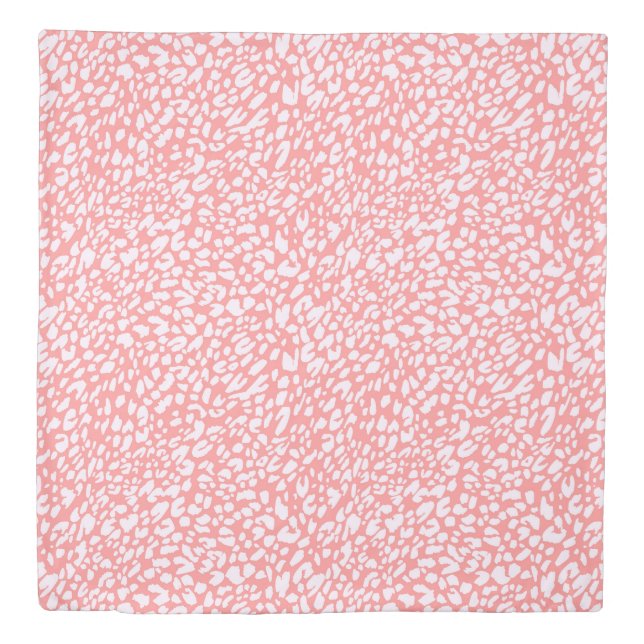Coral Leopard Print Pattern Duvet Cover (Front)