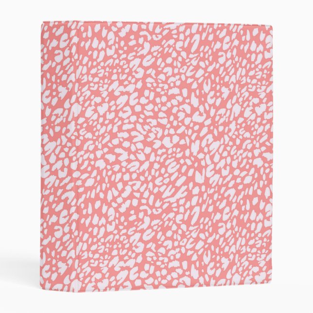 Coral Leopard Print Pattern Mini Binder (Front/Spine)