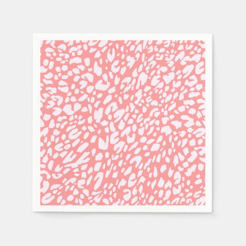 Coral Leopard Print Pattern Napkins
