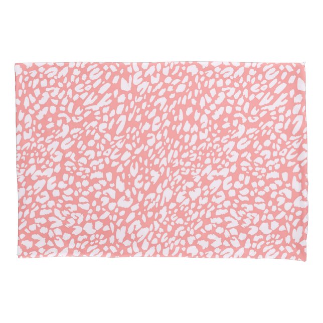 Coral Leopard Print Pattern Pillow Case (Front-Left)