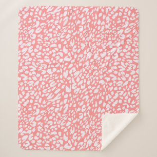 Coral Leopard Print Pattern Sherpa Blanket