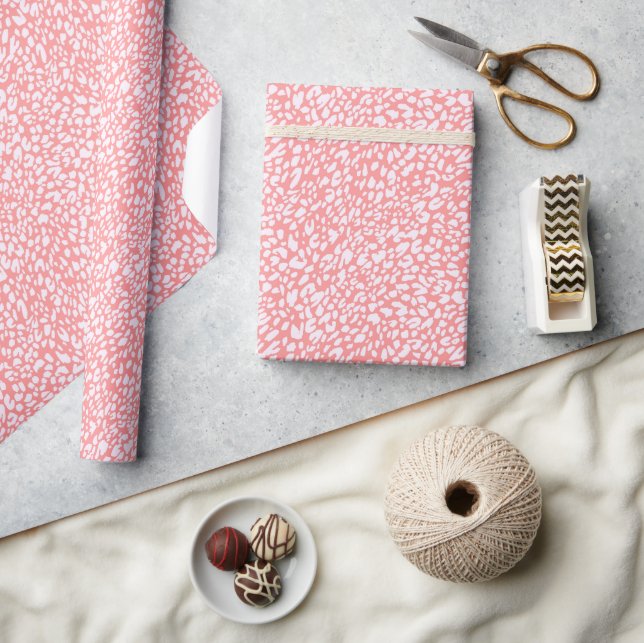 Coral Leopard Print Pattern Wrapping Paper (Crafts)