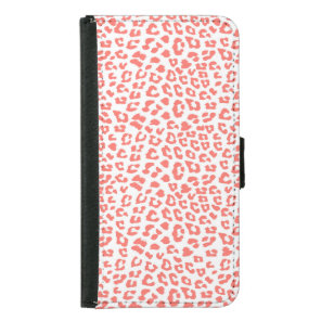Coral Leopard Print Samsung Galaxy S5 Wallet Case