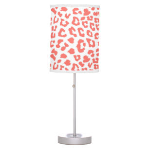 Coral Leopard Print Table Lamp