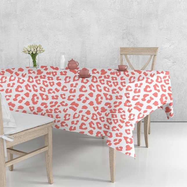 Coral Leopard Print Tablecloth (Creator Uploaded)