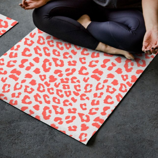 Coral Leopard Print Yoga Mat (Creator Uploaded)