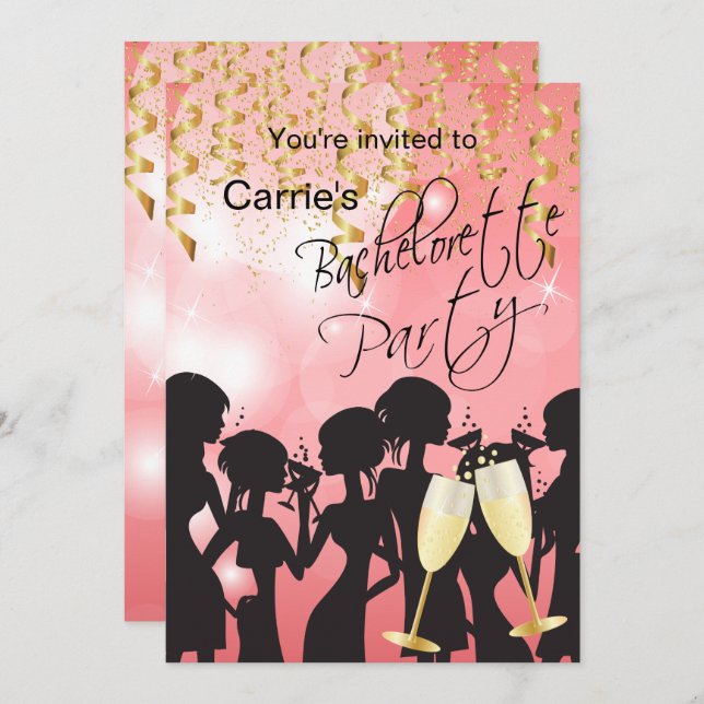 Coral Light Bachelorette Party Invitation (Front/Back)
