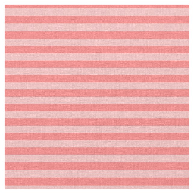 Coral & Light Pink Stripes Fabric (Close Up)