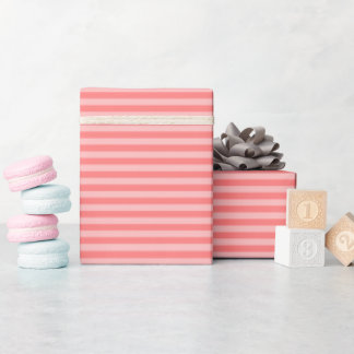 Coral & Light Pink Stripes Wrapping Paper