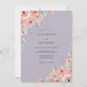 Coral Lilac Bloom Wedding Invitation
